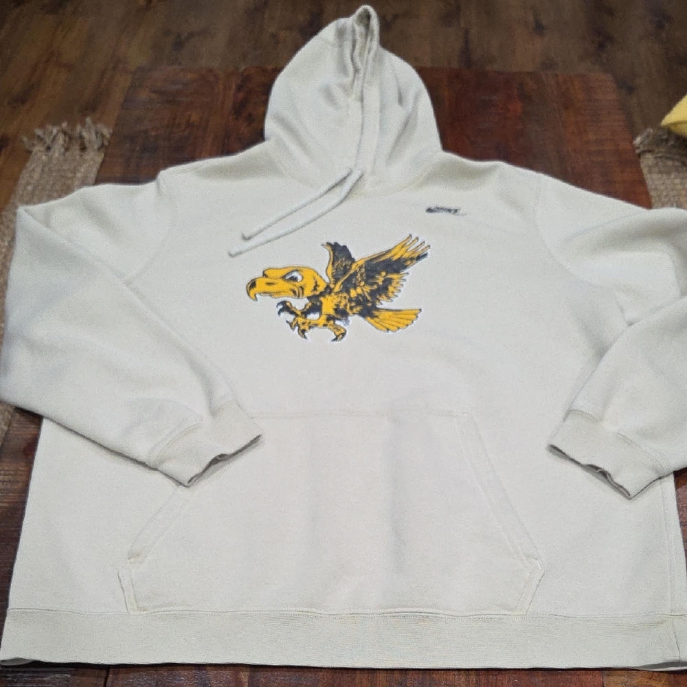 Nike Tan Cream Hoodie with Eagle Hawk Design Size XL